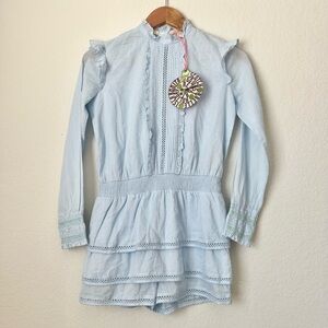 NWT $106 Scotch and Soda Girls Blue Cotton Short Skirt Ruffle Romper 12Y